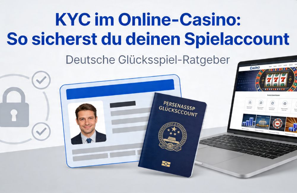 KYC Identitätsprüfung im Online Casino: Ausweis und Reisepass vor Casino Webseite